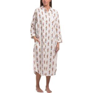CRAFTED BY MAHOGANY Flannel Nutcracker Long Nightgown